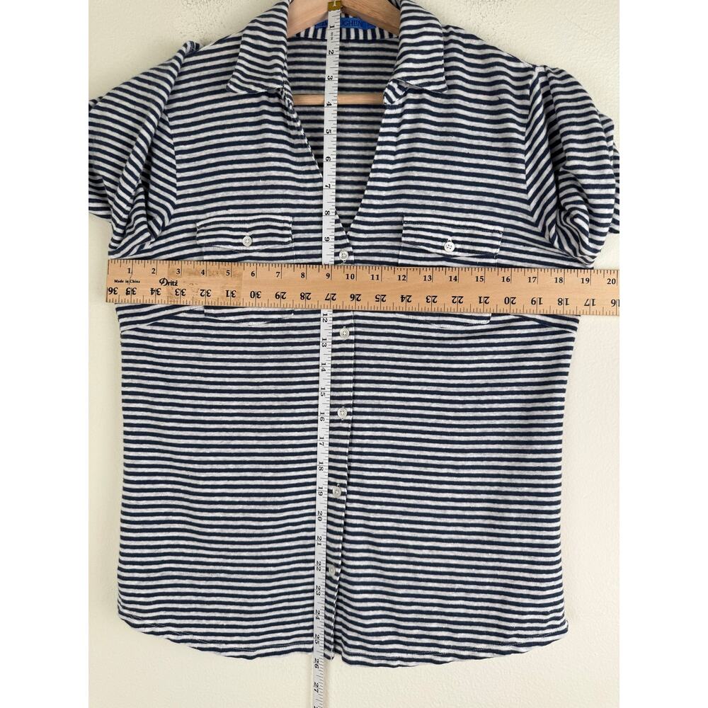 J.McLaughlin Brynn Stretch Linen Striped Button Down Shirt Medium - Picture 12 of 12